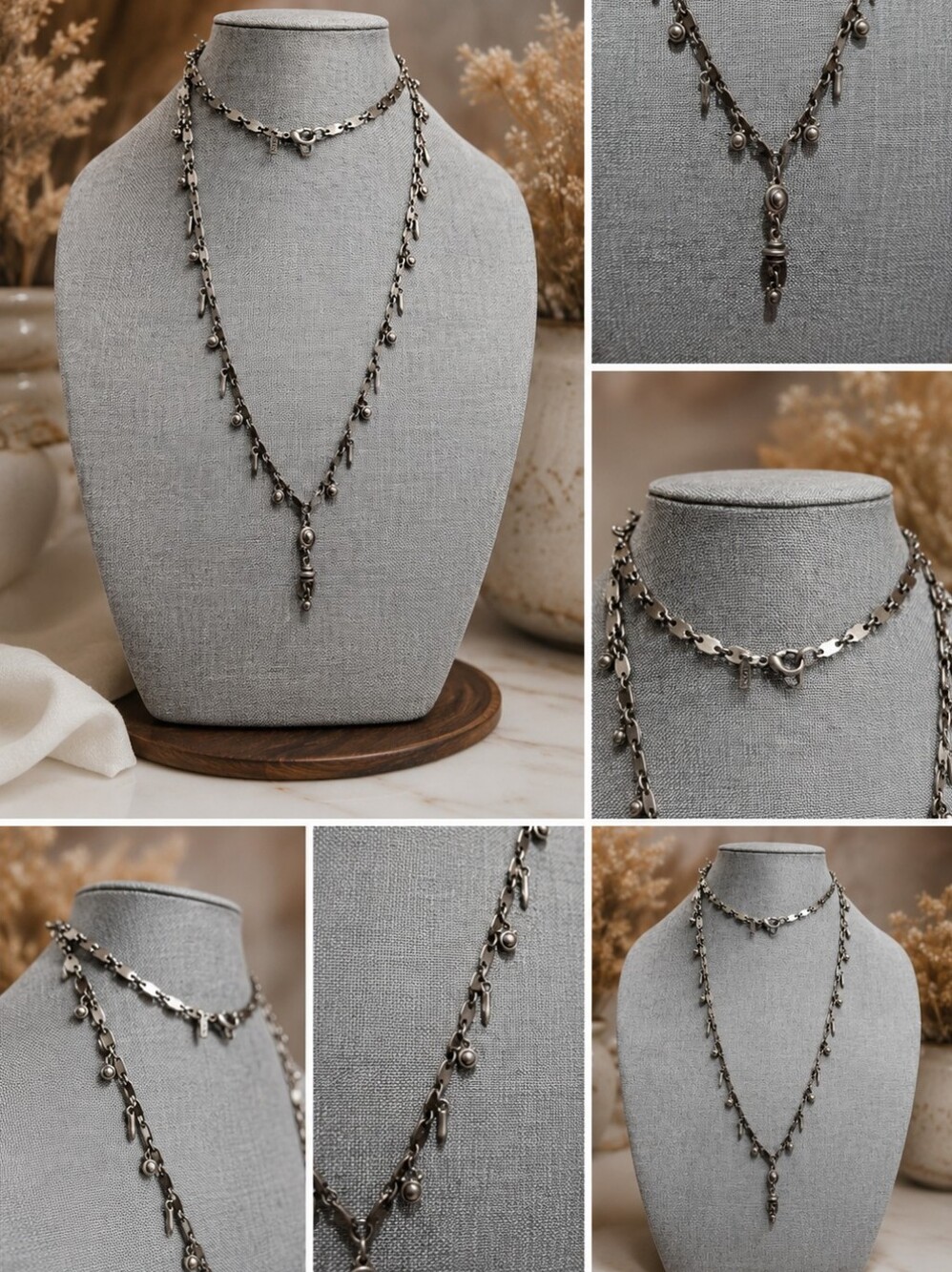 MYKA Designs Y-Drop Necklace Handmade in Canada – Silver-Tone Statement